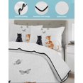 thumbnail image 3 of Quilts Queen Size Bedding Set, Orange Black Cat Reversible Summer Quilt 3 Pieces, Modern Simple Cute Animals Butterfly Lightweight Bedspreads Coverlets with 2 Pillow Shams for All Seasons, 3 of 5