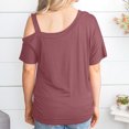 thumbnail image 4 of Buigttklop Womens Tops for Summer Sleeve Casual T-Shirt Top Short Sleeve Skew Collar Blouses, 4 of 6