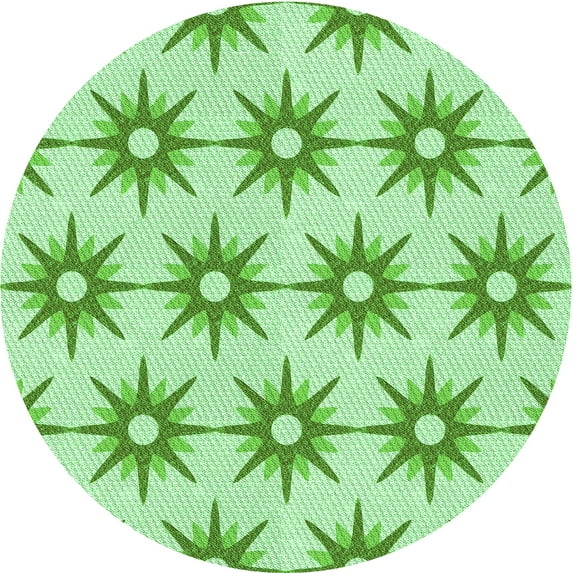 Ahgly Company Machine Washable Indoor Round Transitional Light Green Area Rugs, 6' Round