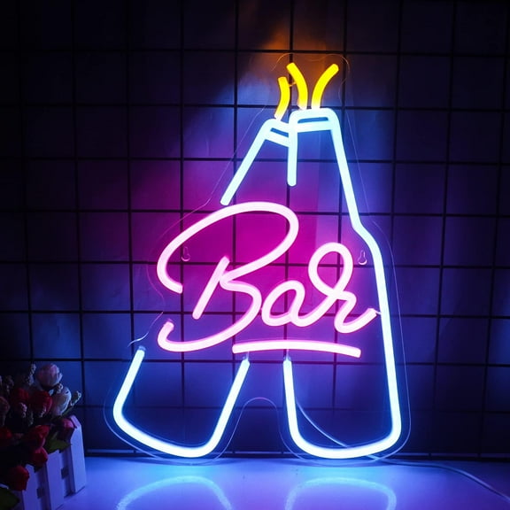 LINLIN Bar Neon Signs, Multicolor Bar Neon Sign for Wall Decor, Bright LED Sign Light with USB Powered for Home Bar, Club, Bistro, Party
