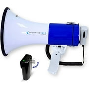 Technical Pro Rechargeable Portable 75-Watt Megaphone Bullhorn Speaker w/Siren & Detachable Microphone - Battery w/Battery a Built-in AC Wall Charger, Good for Trainers, Coaches, Cheer Leaders