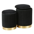 thumbnail image 3 of Marla Contemporary Nesting Pleated Ottoman Set in Gold Metal and Black Velvet by LumiSource, 3 of 5
