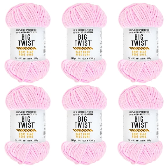 Big Twist Cozy Cub Yarn - Super Bulky (6) 100% Polyester Chenille Yarn, Soft & Plush for Knitting & Crochet Blankets, Hats, Scarves & Crafts, 241 yd / 7 oz Skein, 6 Pack