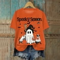 thumbnail image 2 of Towmus Womens Fall Pumpkin T-Shirts Funny Short Sleeve Halloween Graphic Tee Tops, 2 of 4