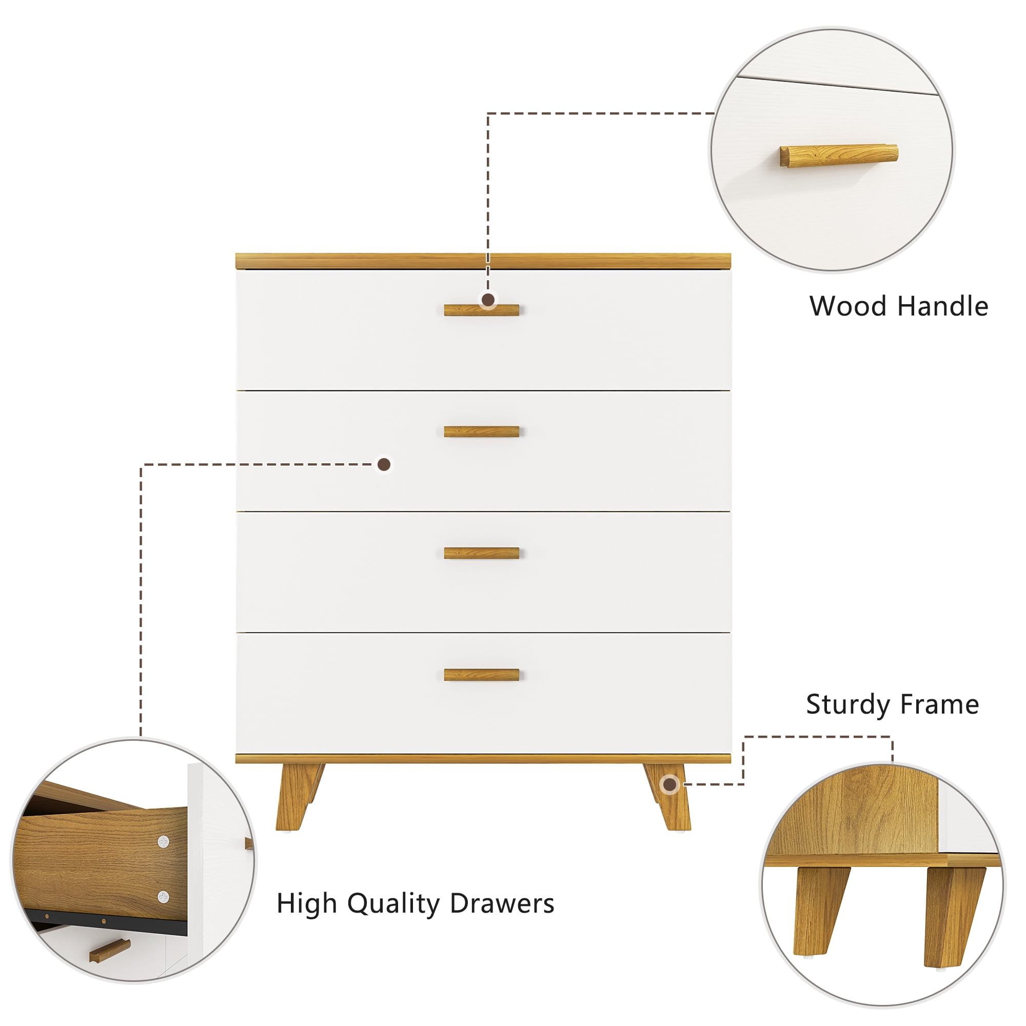 Finihen 4 Drawers Chest of Dressers, Wood Storage Cabinet with Handle Table Leg for Bedroom, Living Room and Hallway, Beige Finihen 4 Drawers Chest of Dressers, Wood Storage Cabinet with Handle Table Leg for Bedroom, Living Room and Hallway, Beige