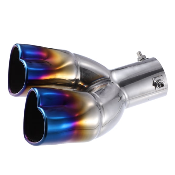 Unique Bargains Car Dual Exhaust Tip Pipe Heart Shaped Applicable Diameter 2.5" Tailpipe Bolt-On Metal Baked Blue