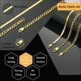 thumbnail image 6 of APSVO 3 Pcs Gold Necklaces for Men Boys Women Stainless Steel Cuban Figaro Herringbone Chains Set Birthday Valentines Day Jewelry Gifts Teen Him Husband Dad Adults Kids Ideas 16/18/20/22/24 Inch, 6 of 8
