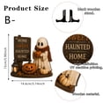 thumbnail image 3 of Wooden Reading Ghost Tabletop Figurine - Cute Librarian Statue for Bookshelf Decor - Halloween Ornament for Library Scene, Study Desk, or Shelf Display - Spooky Gothic Home Accent for Book Lovers, 3 of 7