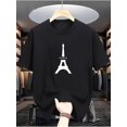 thumbnail image 1 of Camiseta con gráfico de la Torre Eiffel de París para hombre: manga corta, informal y cómoda, ideal para un look informal., 1 of 6