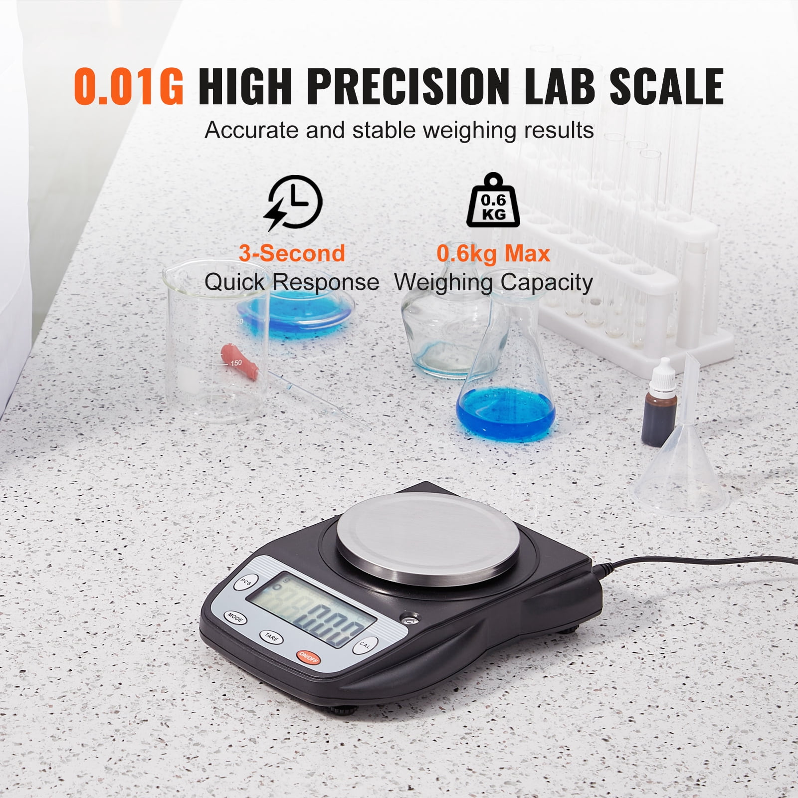 KFFKFF Precision Scale, 600g Capacity with 0.01g Accuracy, Electronic Lab Scale with LCD Screen, 6 Measurement Units, Ideal for Laboratory and Jewelry Weighing