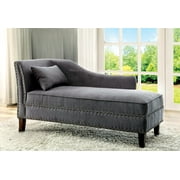 Chaise Lounge Indoor with Nailhead Trim,Modern Linen-like Fabric Lounge Chair for Bedroom Living Room OfficeGray