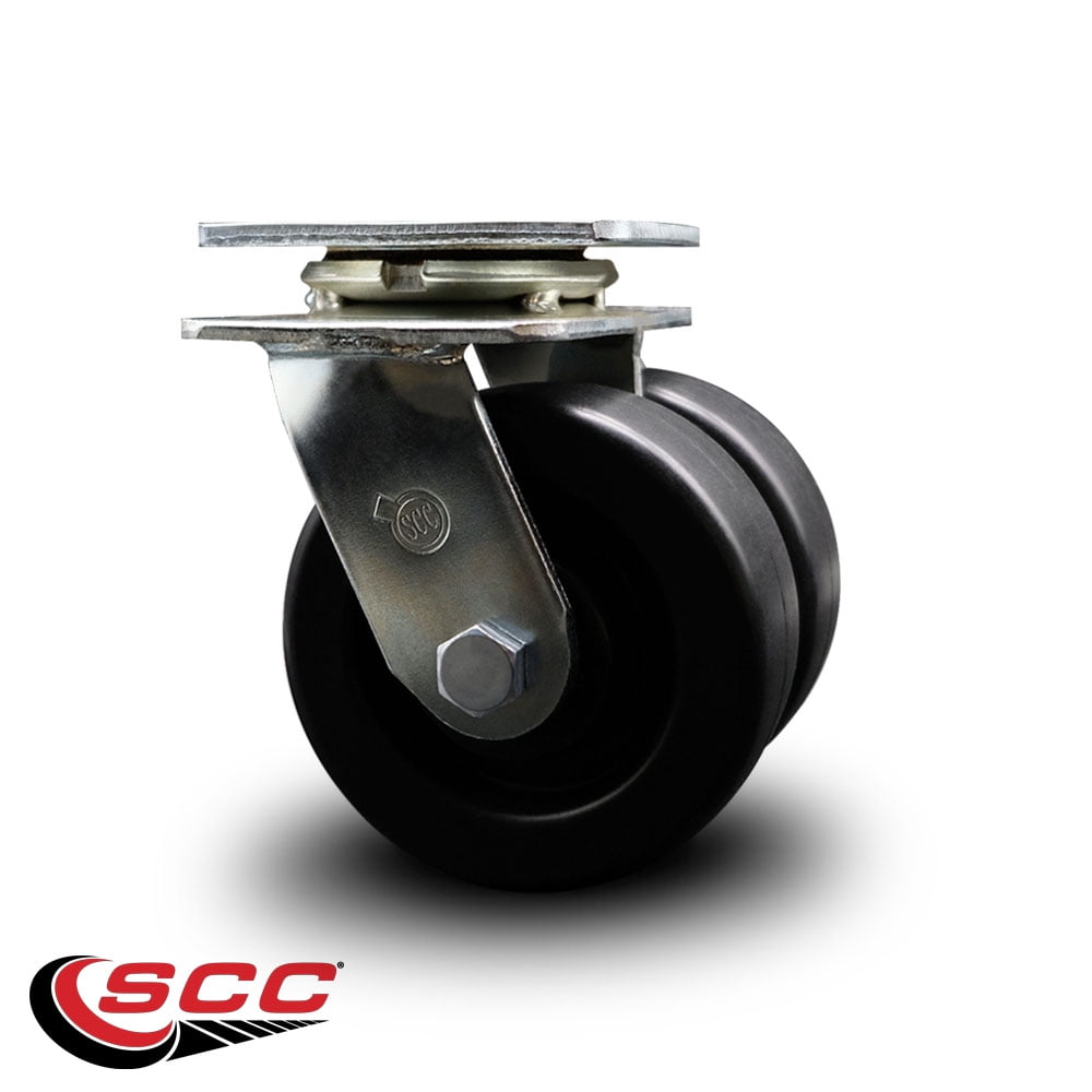 5 Inch Dual Polyolefin Wheels Swivel Caster with Roller Bearing Service Caster