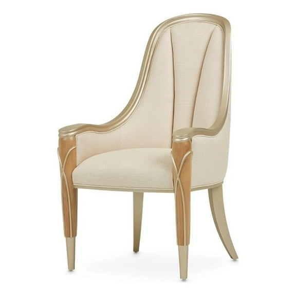 Michael Amini Villa Cherie Wood & Fabric Dining Arm Chair - Caramel