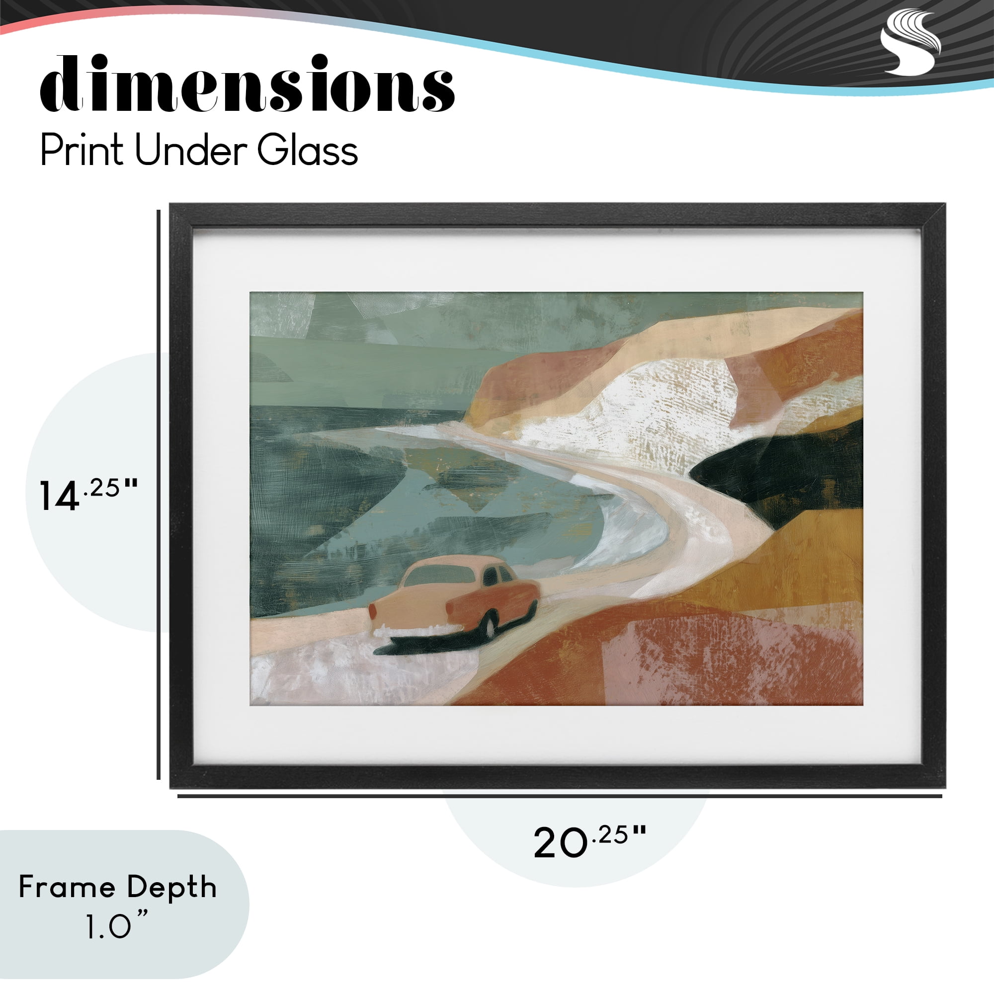 Stupell Industries Classic Car on Coastal Highway Black Framed Print Under Glass, design by Chromatic Storm Studio
