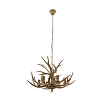 Vintage Rustic Deer Horn Antler 6 Lights Chandelier for Parlor Bar Restaurant