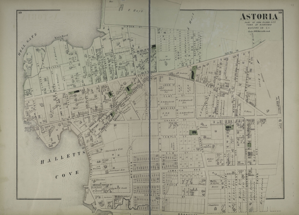 1000 piece puzzle1873 Map of New York Astoria. Part of Long Island City, Town of Newtown