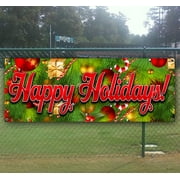 Happy Holidays 4 13 oz Vinyl Banner With Metal Grommets