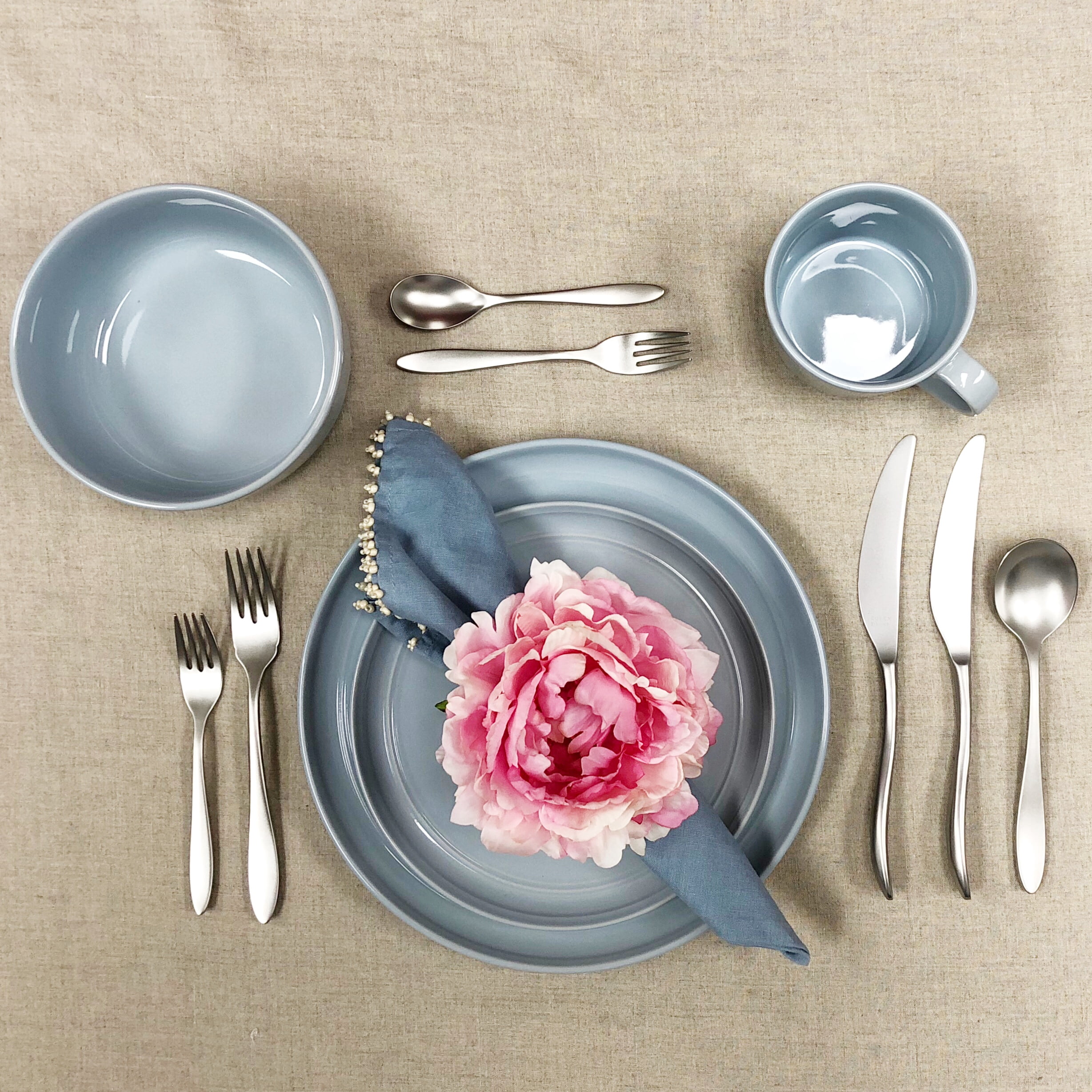 10 Strawberry Street Double Line Catering Pack, Set of 12 Light Blue Salad Plates 8.25"