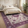 thumbnail image 3 of ODIKA 8'x10' Washable Area Rug Durable, Non-Slip Plum Purple Boho Scroll Border Fuzzy Abstract Swirl Ombre for Living Room, Under Sectional, Family, 3 of 7