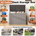 thumbnail image 3 of LHBcraft 45 Gallon Resin Outdoor Storage Box, Waterproof and UV Resistant Lightweight Storage Deck Box for Garden Tools, Supplies, Toys, 3 of 7