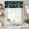 thumbnail image 2 of Turquoise Geometric Kitchen Curtain Valances for Windows Farmhouse Short Curtains, Modern Abstract Aesthetic Striped Art Rod Pocket Valance Curtain for Bedroom Cafe Living Room 42"x12", 2 of 8