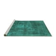 thumbnail image 2 of Ahgly Company Machine Washable Indoor Round Oriental Turquoise Blue Industrial Area Rugs, 3' Round, 2 of 4