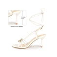 thumbnail image 2 of BLISSFUL STEP Open Toe Stiletto Heel Buckle Ankle Strap Sandals for Women White (Size 7), 2 of 7