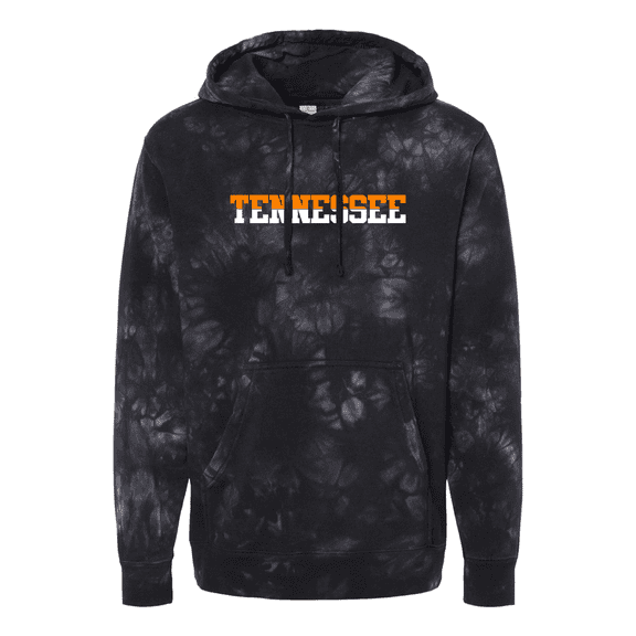 Trenz Shirt Company Mens Tennessee TN Two Tone Orange and White Football Sports Fan Tie-Dye Hoodie-Black-large