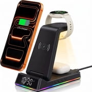 2026 Traveling Wireless Charger - ETEPEHI 5 in 1 Fast Charging Station with Night Light, Charging Dock Compatible with iPhone 17 16 15 14 13 12 Pro Max Plus & Air pods 4 3 2 Pro