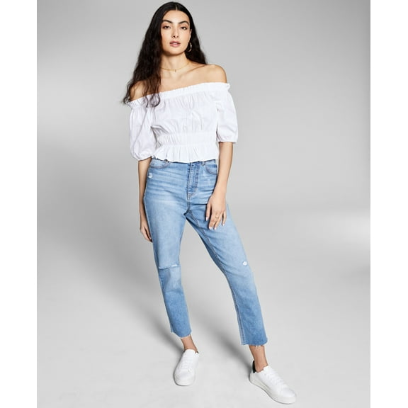 Now This Womens Cotton Off The Shoulder Top White XL