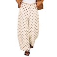 thumbnail image 2 of WGRFFH Polka Dot Pants for Women,Wide Leg Palazzo Pants,Casual Barrel Baggy Pants,Elastic High Waist Comfy Trousers with Pockets,Summer Boho Beach Pants,Lightweight Loose Ankle Pants Beige, 2 of 7