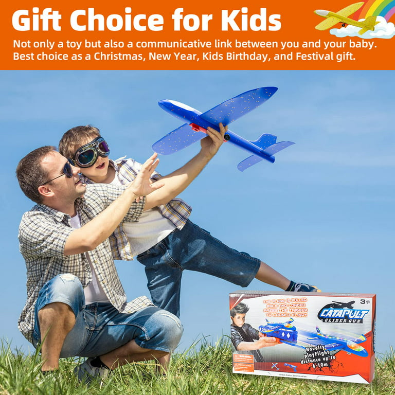 Airplane Launcher Toys, Foam Glider Plane Christmas Stocking Stuffers Toys  for Boys, Outdoor Flying Toys Birthday Kids Gifts for 4 5 6 7 8 9 10 12  Year Old Boys Girls Yard Games 