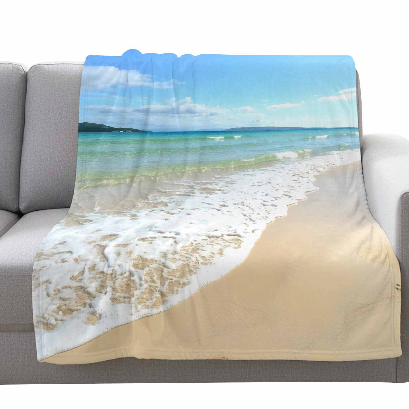 Fleece Blanket Nautical Ocean Beach Sea Wave Coastal Landscape