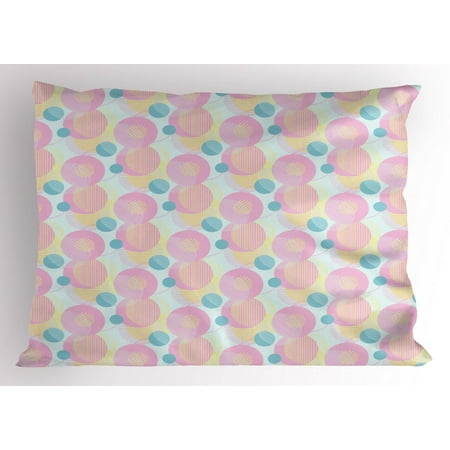 Abstract Pillow Sham Funky Overlapping Circles With Hatching On