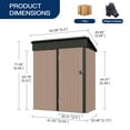thumbnail image 3 of Sunmthink Outdoor Lockable Galvanized Metal Storage Shed, 5' x 3' x 6.1', Brown, 3 of 7