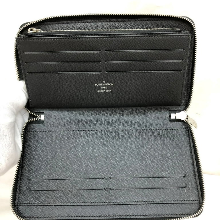 Pre-Owned LOUIS VUITTON Louis Vuitton Organizer N60111 Zippy NM Damier  Graphite Long Wallet Round Zipper Passport Travel Pouch Gray Series Made in