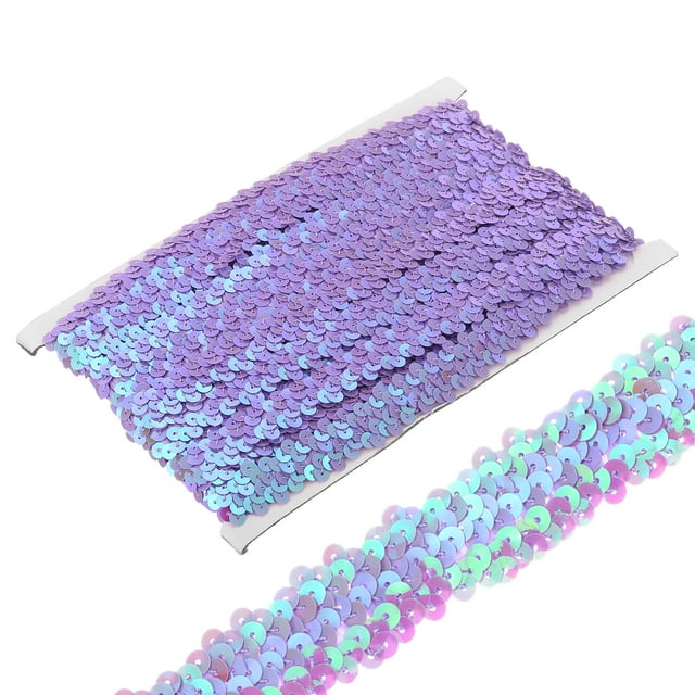 Unique Bargains 10 Yards Bande de Ruban à Sequins Élastiques 0.8 Pouce, Violet