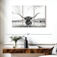 thumbnail image 3 of Elephant Stock Longhorn Texas Bw Wall Art - Horizontal Multi Panel Canvas - Living Room Wall Decor - Animal Multi Panel - Black And Gray Decor By Sisi And Seb - 38" x 24", 3 of 8