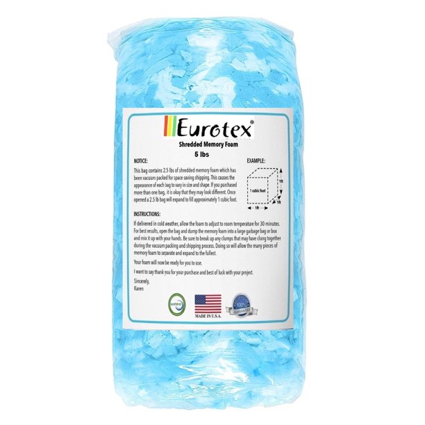 Eurotex Bean Bag Filler Shredded Memory Foam for Pillow Stuffing, Couch