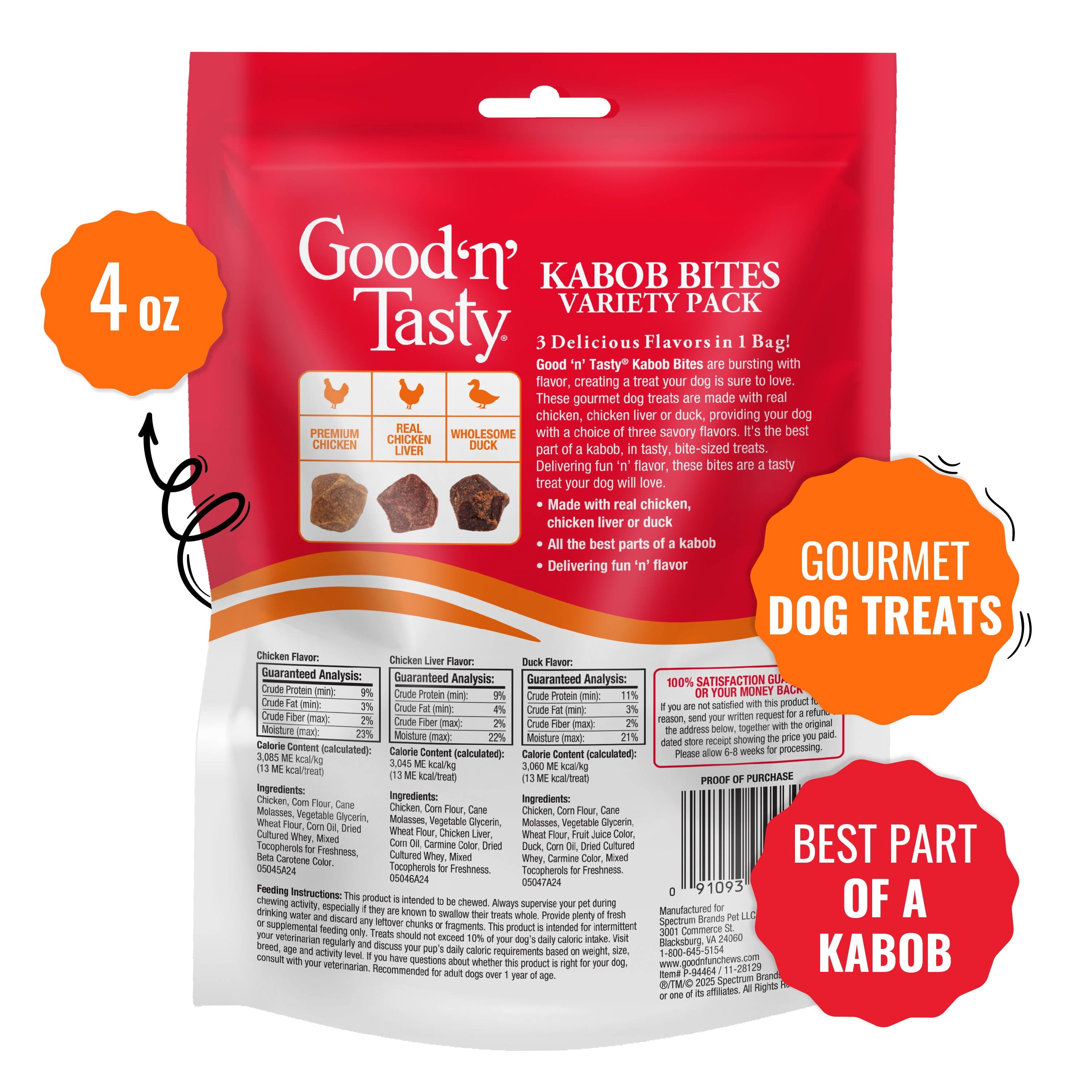 Good 'n' Tasty Kabob Bites Treat for All Dogs Triple- Protein Dog Treats for Rewarding, 4 oz