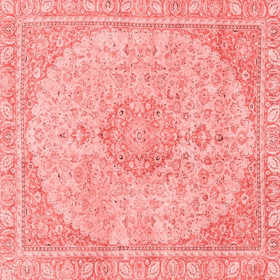 Ahgly Company Indoor Square Abstract Red Modern Area Rugs, 5' Square