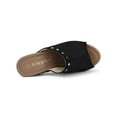 thumbnail image 4 of BLISSFUL STEP Chaussures pour Femmes à Plateforme à Talons Épais à Bout Ouvert à Rivets en Faux Suède Sandales à Enfiler Noires 8,5, 4 of 8