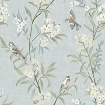 Chesapeake Tea Olive Light Blue Finch Frolic Wallpaper