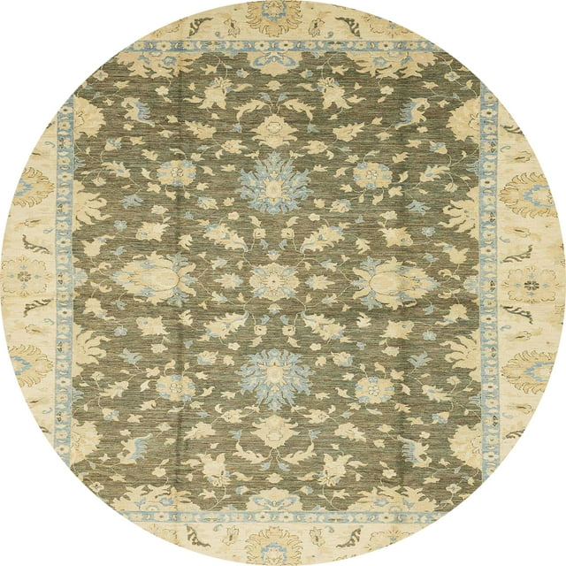 Ahgly Company Tapis d'Intérieur Ronds Abstraits Brun Amande Foncé Orientaux, 5 Pieds Rond