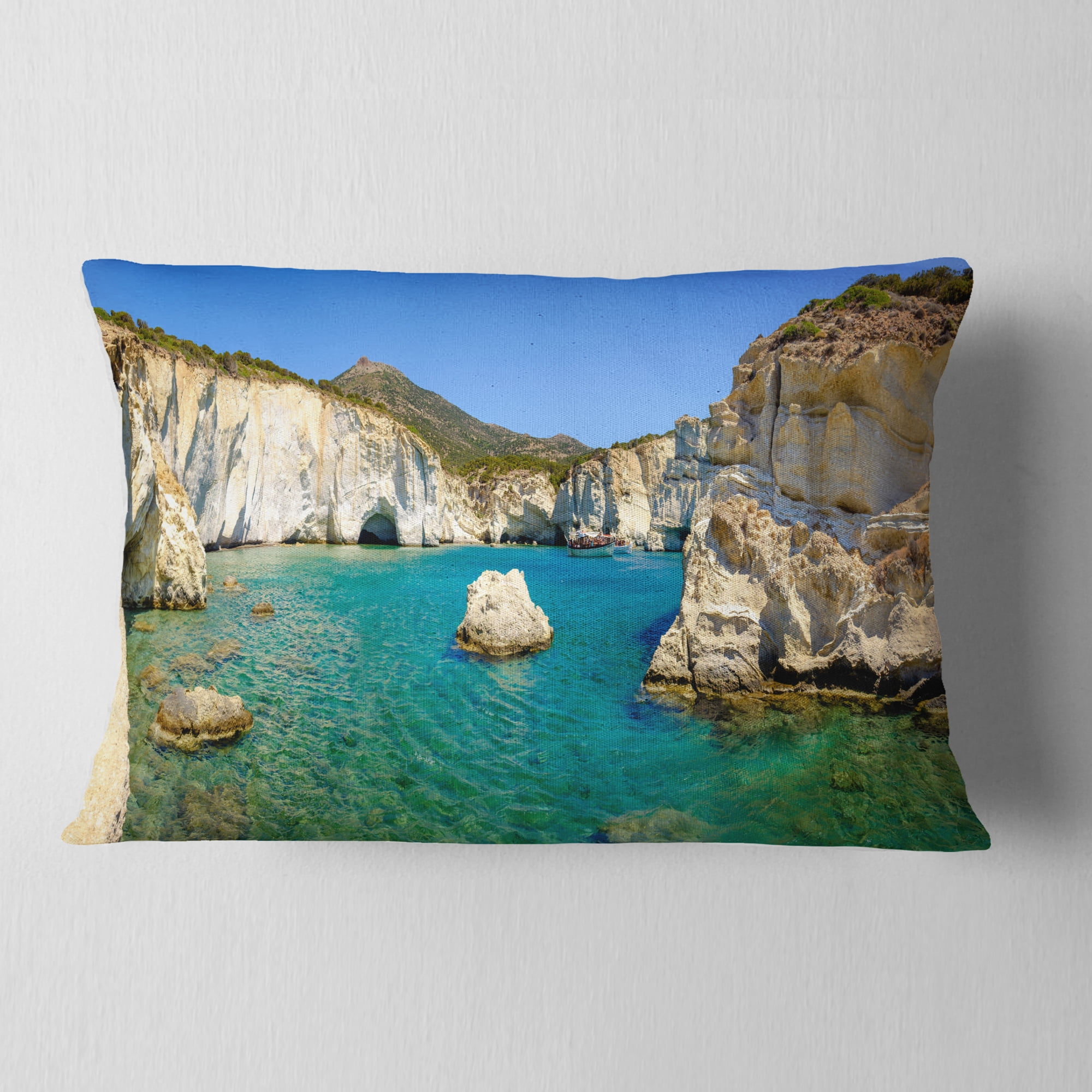 Designart 12" x 20" White Polyester Throw Pillow