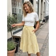thumbnail image 2 of DARING DIVA Women's Gingham Drawstring Waist A-Line Midi Skirt Large Yellow, 2 of 8