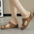 thumbnail image 2 of Bmisegm Ladies Summer Solid Colour Flowers Hollow Breathable Slope with Thick Bottom Large Size Sandals Slippers Sandals Women Summer Brown 8, 2 of 8