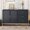Black, variant on Harper & Bright Designs Queen Murphy Bed Wall Bed with Gold Leg, Queen Size Cabinet Bed Folding Wall Bed with Frosted Glass Doors Design and Fake Drawers, Gray