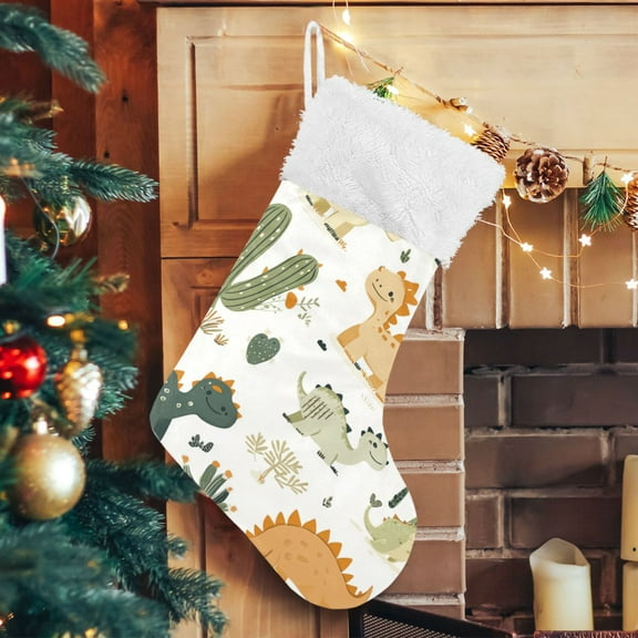 RMDQTR Christmas Stockings for Xmas Gifts - Large Size Festive Holiday Decor for Family Cute Dinasour Patterns
