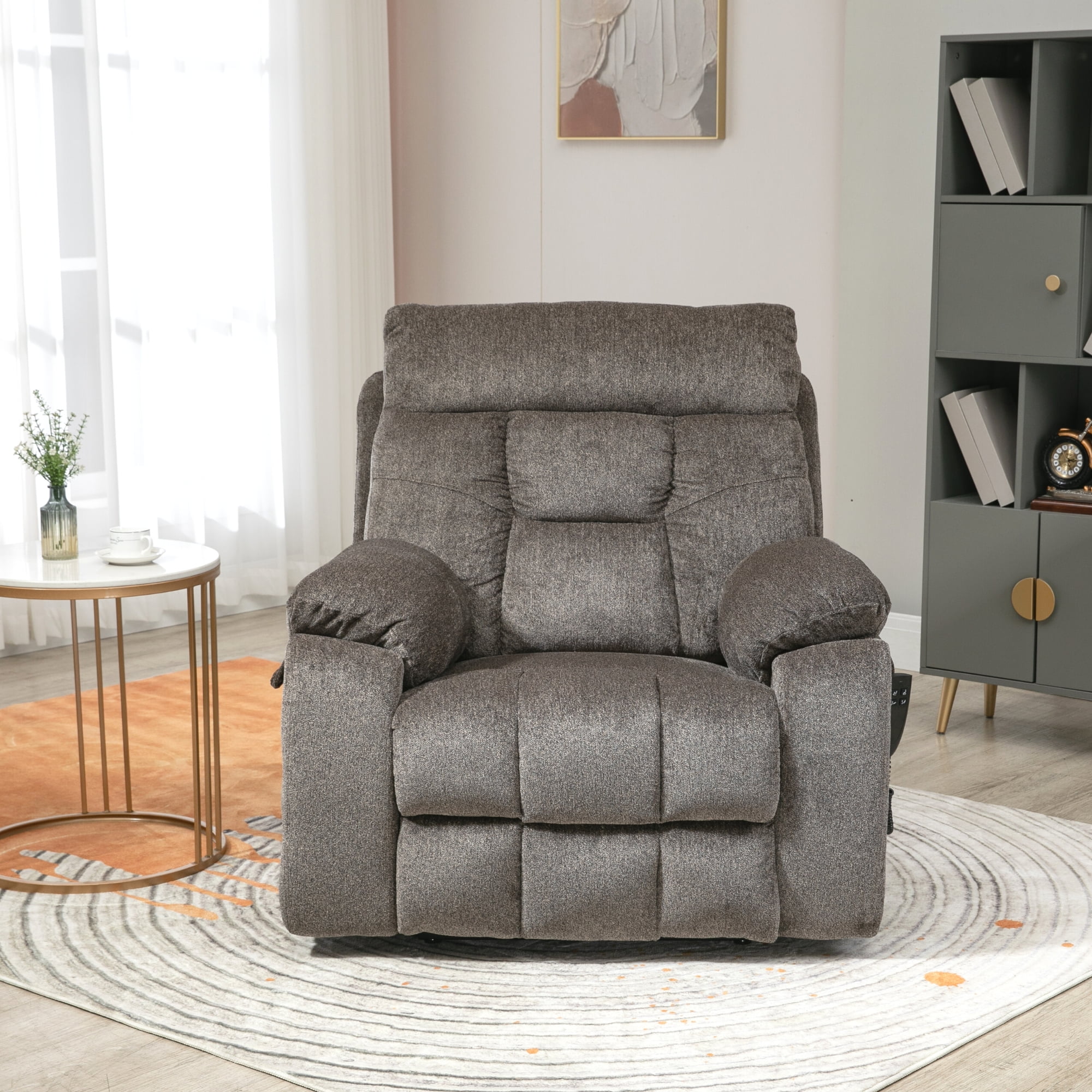 JUUXO Oversized Recliner Lay Flat Lift Chair for Elderly with Heat Massage, Big Man Recliner 400 lbs with Cup Holders